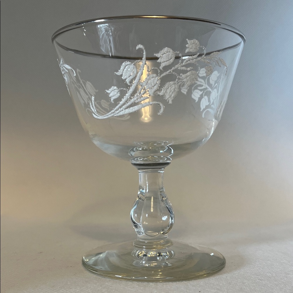 Vintage Libbey Lily of the Valley GLASS Champagne Sherbet Stemware 6 oz.
